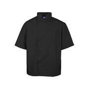 Kng XL Lightweight Short Sleeve Black Chef Coat 2578BLKXL